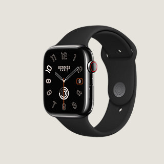 Boîtier Series 9 Noir Sidéral & Bracelet Apple Watch Hermès Simple 